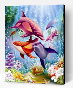 Dolphins of all colours Paint By Number