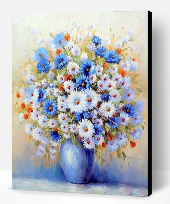 Blue Gypsophila Vase Paint By Number