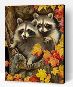Two Racoons Paint By Number