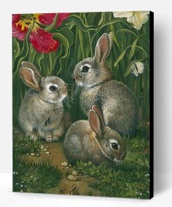 Three Grey Rabbits Paint By Number