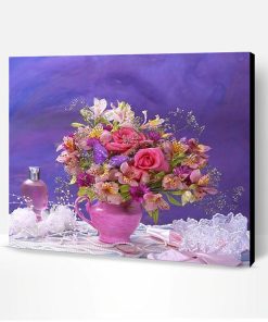Purple Floral Vase Paint By Number