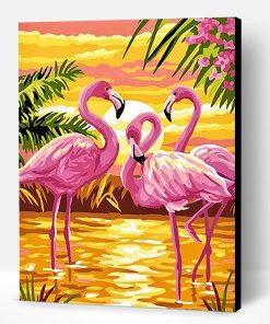 Pink Flamingo at Sunset Paint By Number