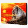 Lion King and His Cub at Sunset Paint By Number