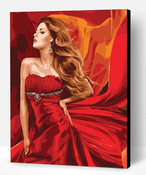 Woman in Red Gown Paint By Number