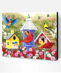 Colorful Birdhouses Paint By Number