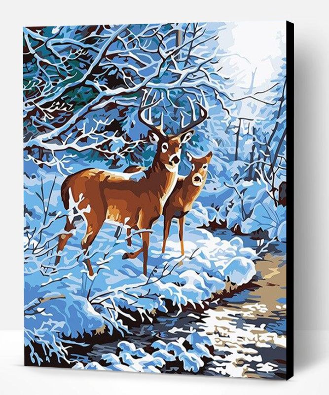 Deers on Winter Paint By Number