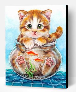 Cat In Fish Bowl Paint By Number