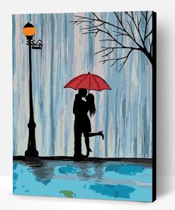 Couple Kissing in the Rain Paint By Number