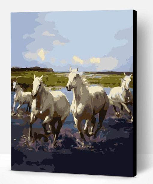 Wild White Horses Paint By Number