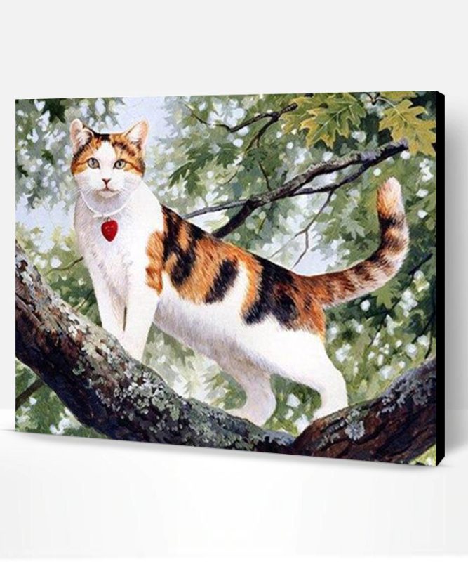 Pet Cat on a Tree Paint By Number
