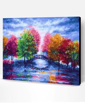 Colorful Trees on Bridge Paint By Number