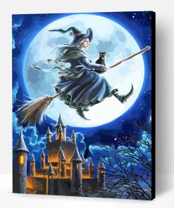 Witch is Flying in the Moon Paint By Number