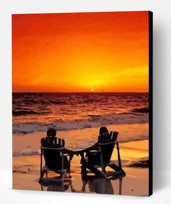 Romantic Beach And Sunset Paint By Number