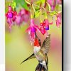 Beautiful Flowers With Hummingbird Paint By Number