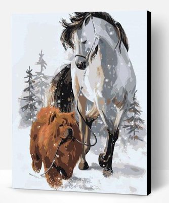 Chow Chow And Horse Paint By Number