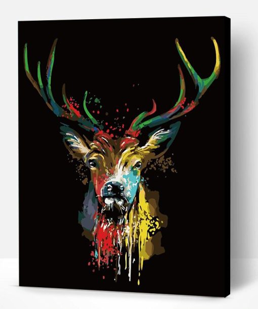 Colored Deer in Dark Paint By Number