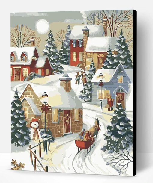 Village Sleigh Ride Christmas Paint By Number