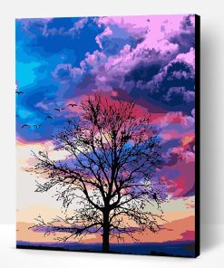 Purple Sky Tree Paint By Number