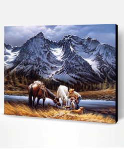 Horses In Mountains Paint By Number