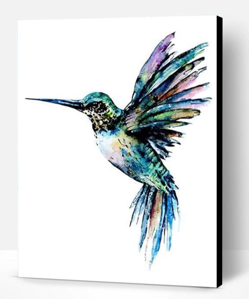 Hummingbird In Blue Green Colors Paint By Number