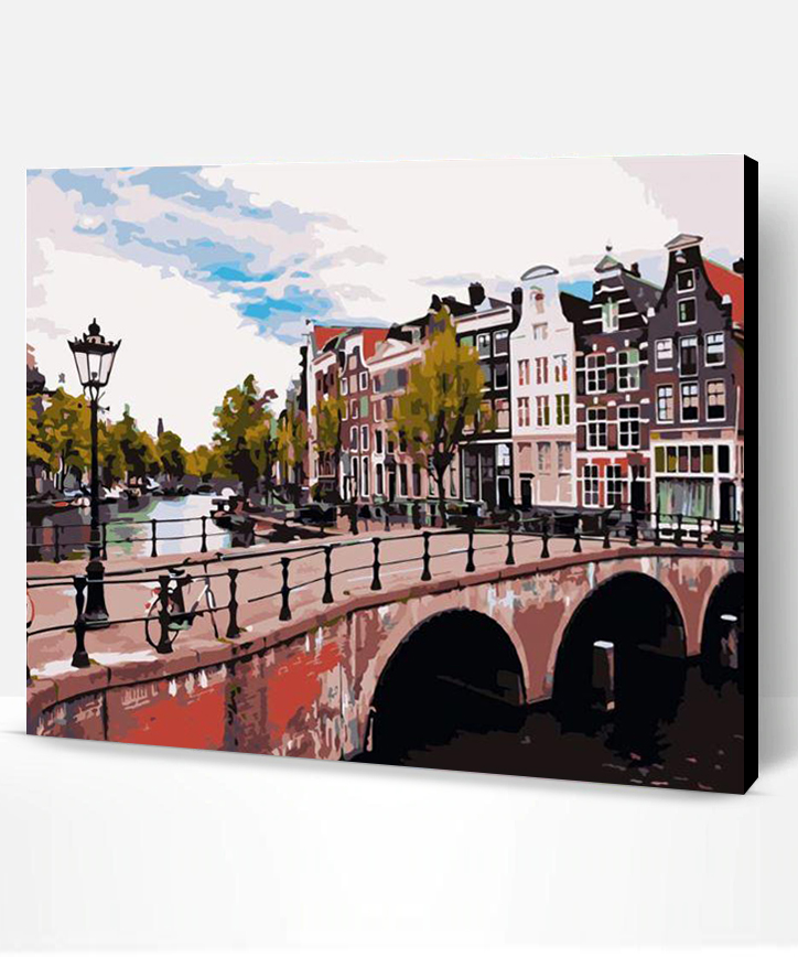 Stone bridge at Amsterdam - Cities Paint By Number - Paint By Numbers PRO