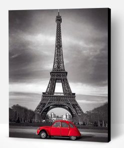 Antique Red Car at Paris Paint By Number