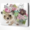 Hedgehog with Flowers Paint By Number
