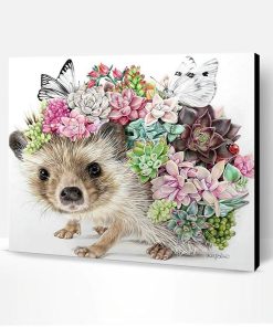 Hedgehog with Flowers Paint By Number