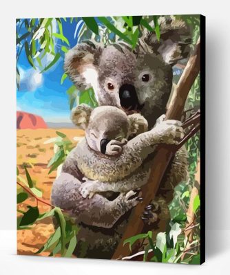 Koala and Cub at Tree Paint By Number