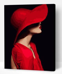 Lady in Red Hat Paint By Number