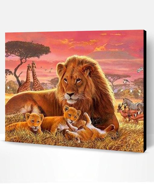 Lion With Cubs Paint By Number