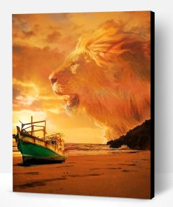 Lion in Beach Sky Paint By Number