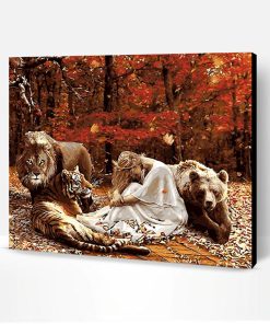 Lions And Girl Paint By Number