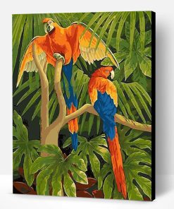 Macaw Parrots in Jungle Paint By Number