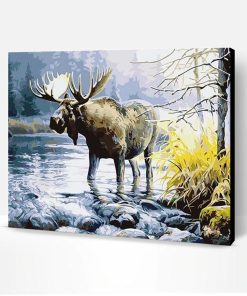 Moose in River Paint By Number