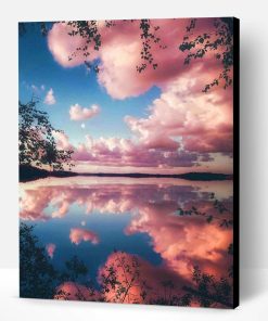 Pink clouds in lake water Paint By Number