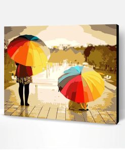 Rainbow Umbrella Girls Paint By Number