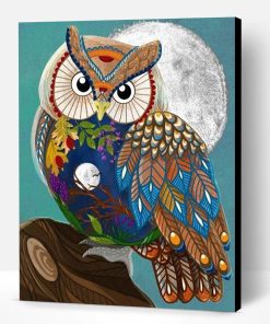 Owl and Full Moon Paint By Number
