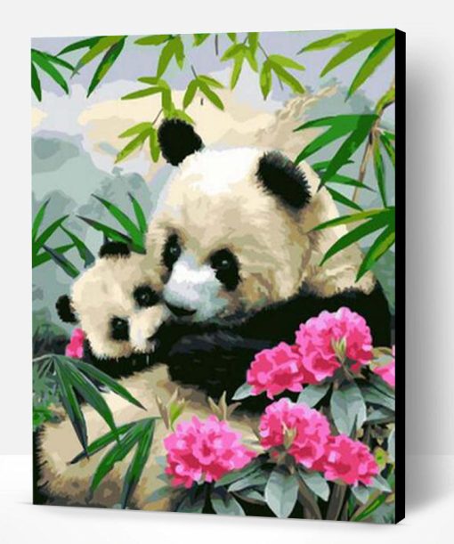 Panda With Flowers Paint By Number