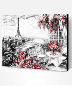 Paris Eiffel Tower in Black and Red Paint By Number