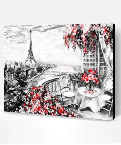 Paris Eiffel Tower in Black and Red Paint By Number