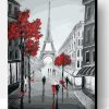 Paris Street View in Black and Red Paint By Number