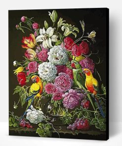 Parrot in Roses Paint By Number