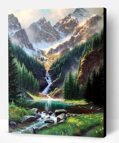 Rocky Mountain Waterfall Paint By Number