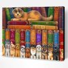 Dogs on Bookshelves Paint By Number