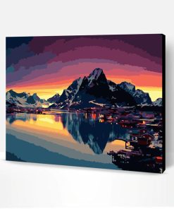Sunset on Mountain Lake Paint By Number