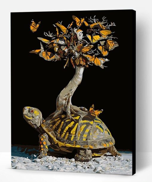 Turtle back butterfly tree Paint By Number