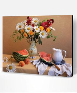 Fruits and Flowers On Table Paint By Number