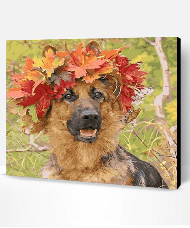 Dog With Decorative Flowers Paint By Number