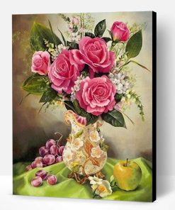 Pink Rose Vase Paint By Number